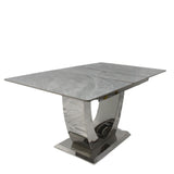 Luxury Grey Ceramic Extending Dining Table 1.6m to 2m with Chrome Pedestal Base