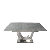 Luxury Grey Ceramic Extending Dining Table 1.6m to 2m with Chrome Pedestal Base