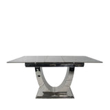 Luxury Grey Ceramic Extending Dining Table 1.6m to 2m with Chrome Pedestal Base