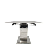 Luxury Grey Ceramic Extending Dining Table 1.6m to 2m with Chrome Pedestal Base