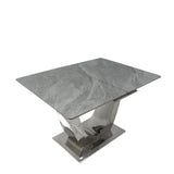 Luxury Grey Ceramic Extending Dining Table 1.6m to 2m with Chrome Pedestal Base