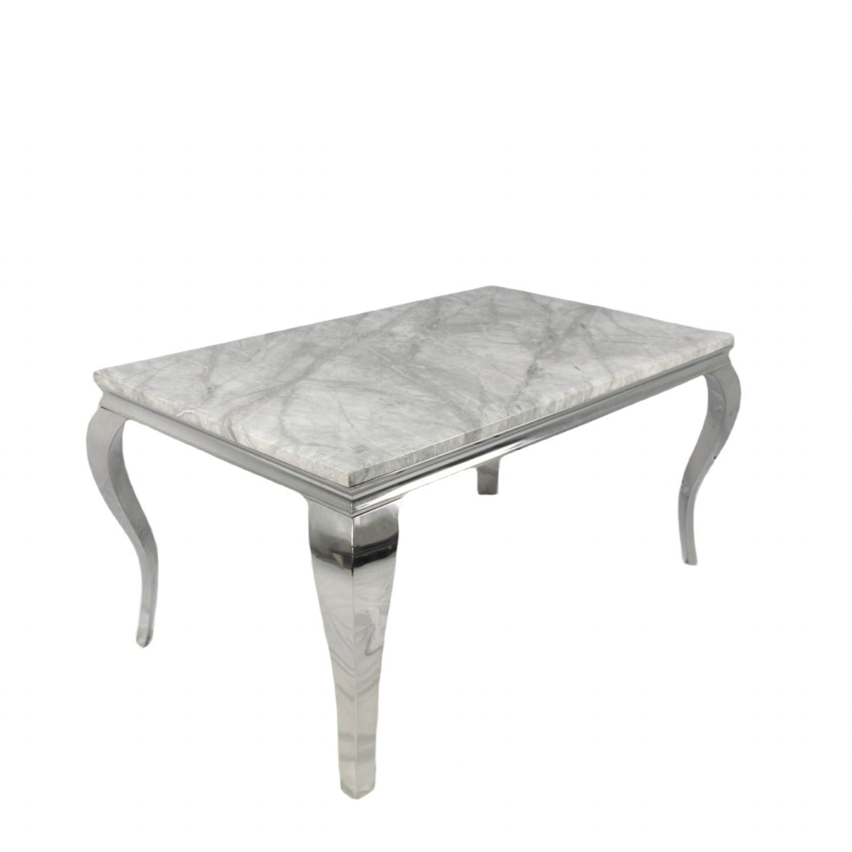 Luxury Grey Marble Effect Dining Table with Chrome Italian Style Legs