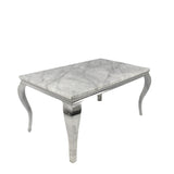 Luxury Grey Marble Effect Dining Table with Chrome Italian Style Legs