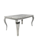 Luxury Grey Marble Effect 2m Dining Table with Chrome Italian Style Frame