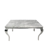 Luxury Grey Marble Effect 2m Dining Table with Chrome Italian Style Frame