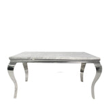 Luxury Grey Marble Effect 2m Dining Table with Chrome Italian Style Frame