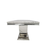Luxury Grey Marble Effect Dining Table with Chrome Pedestal Base