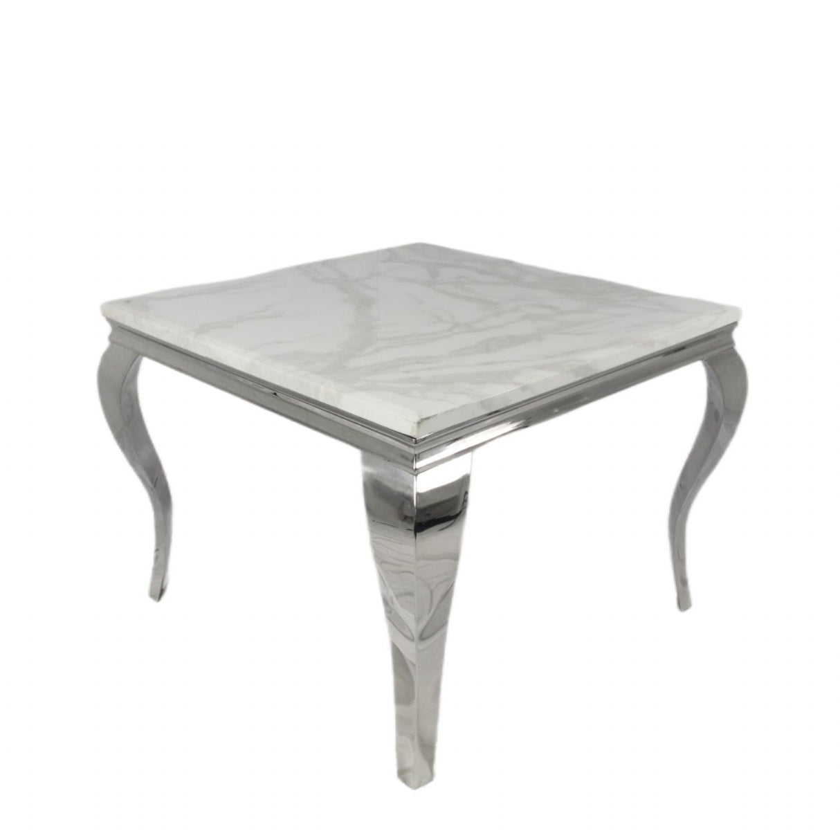 Luxury Grey Marble Effect Dining Table with Chrome Italian Style Legs