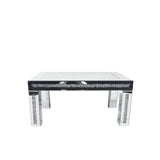 Silver Mirrored Crush Diamond Coffee Table with Glass Top