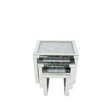 Mirrored Nest of 3 Tables with Crushed Crystal Tops