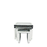 Mirrored Nest of 3 Tables with Crushed Crystal Tops