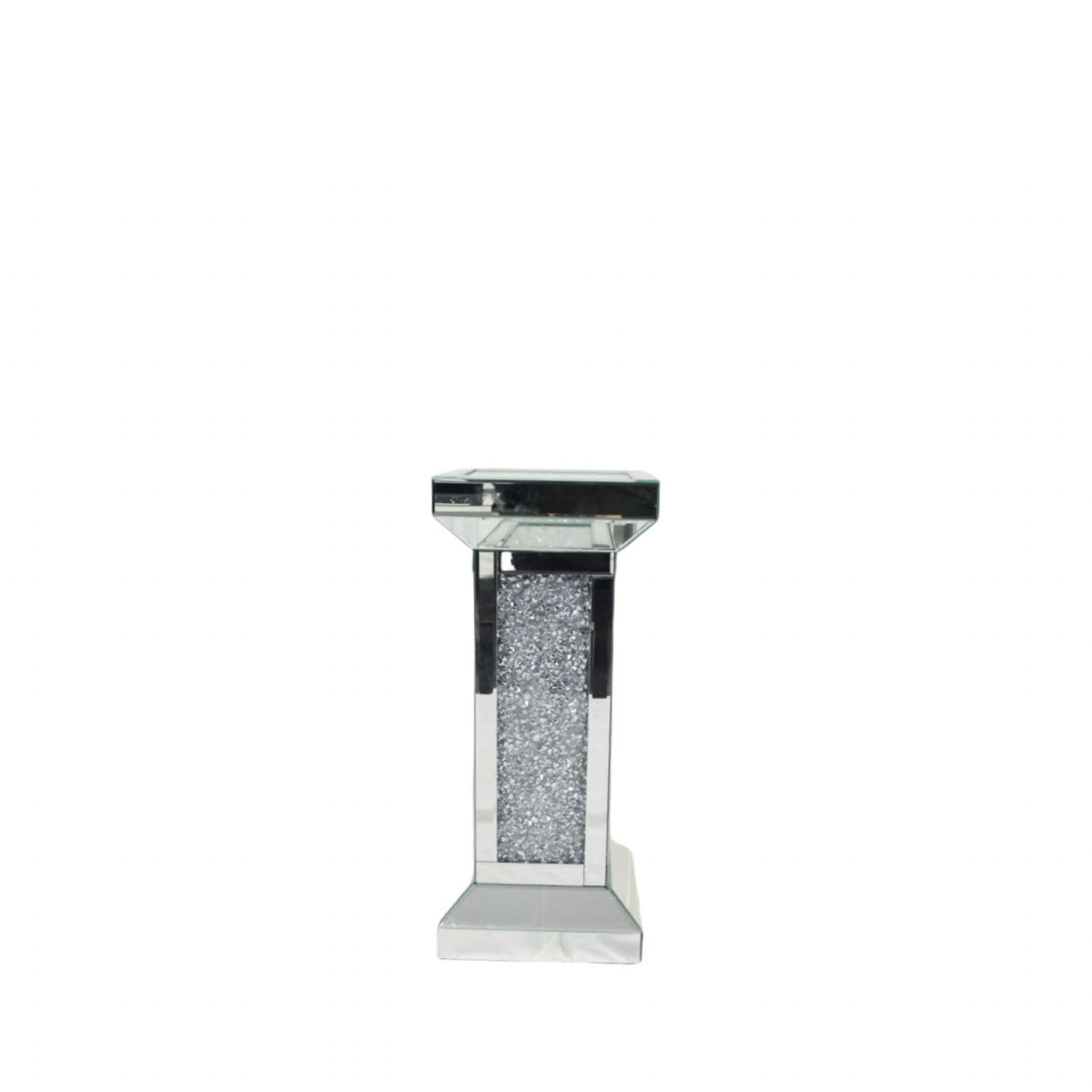Mirrored Crushed Crystal Pedestal Display Stand with Square Top