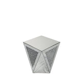Mirrored Geometric Coffee Table with Crushed Diamond Triangle Panels