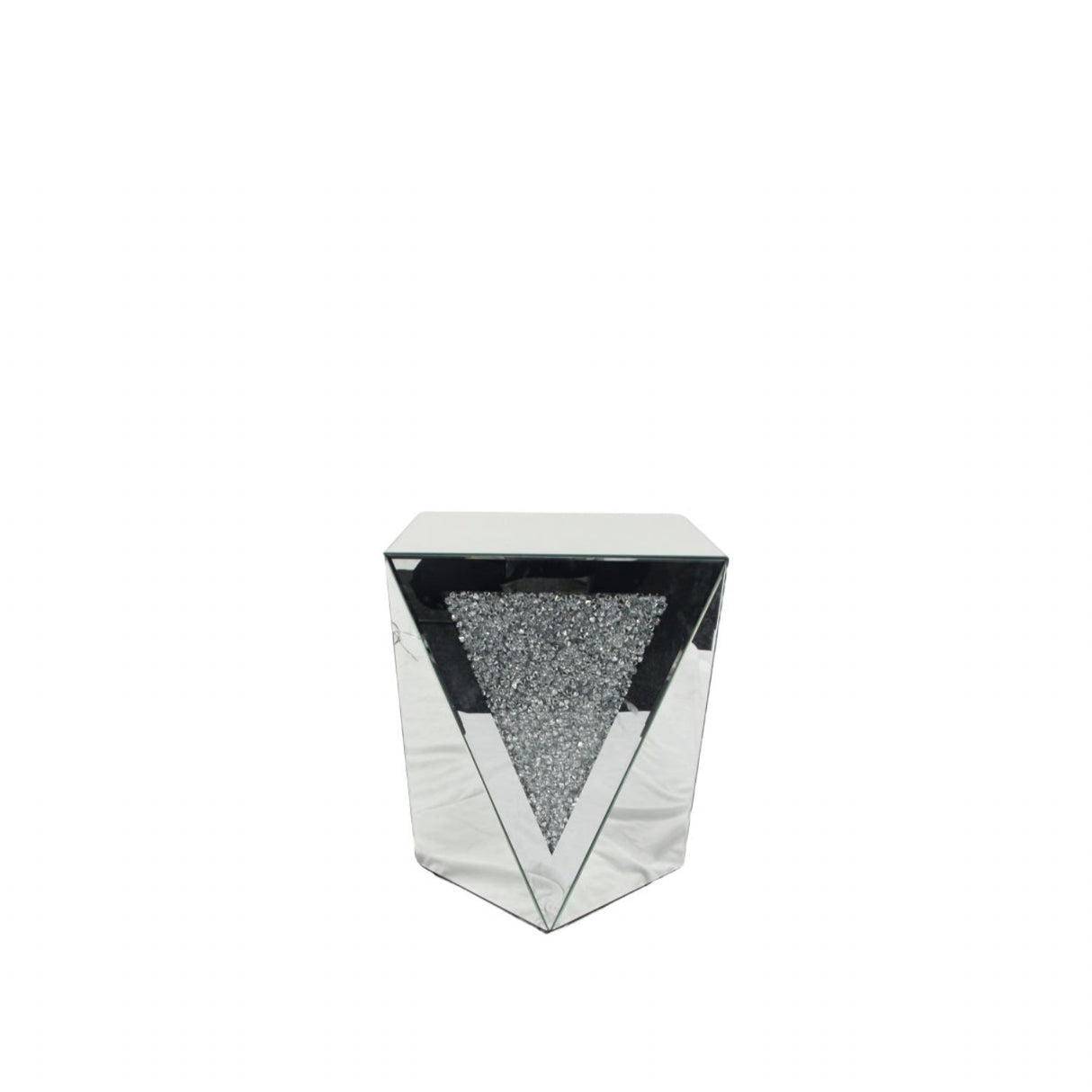 Mirrored Geometric Coffee Table with Crushed Diamond Triangle Panels