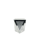 Mirrored Geometric Coffee Table with Crushed Diamond Triangle Panels