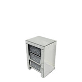 Mirrored Silver Crystal Effect 3 Drawer Bedside Cabinet