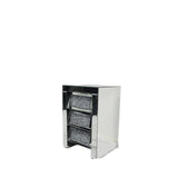 Mirrored Silver Crystal Effect 3 Drawer Bedside Cabinet