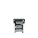 Mirrored Silver Crystal Effect 3 Drawer Bedside Cabinet