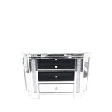 Mirrored Corner TV Unit with Crushed Crystal Side Panels and Storage Drawer