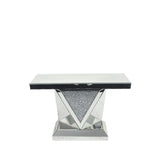 Mirrored V Design Console Table with Crushed Diamond Centre Panel