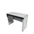 Silver Mirrored 2 Drawer Dressing Table with Crush Diamond Fronts