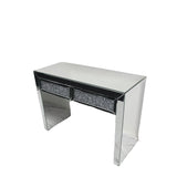 Silver Mirrored 2 Drawer Dressing Table with Crush Diamond Fronts