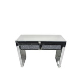 Silver Mirrored 2 Drawer Dressing Table with Crush Diamond Fronts