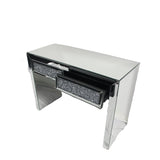 Silver Mirrored 2 Drawer Dressing Table with Crush Diamond Fronts
