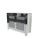 Silver Mirrored Crystal Effect 2 Door 2 Drawer Small Sideboard