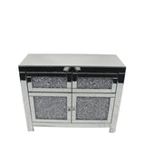 Silver Mirrored Crystal Effect 2 Door 2 Drawer Small Sideboard