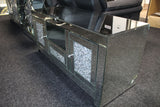 Mirrored Crushed Crystal 2 Door TV Unit with Open Shelves 150cm