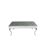 Luxury Silver Grey Shimmer Velvet Bench with Chrome Legs 160cm