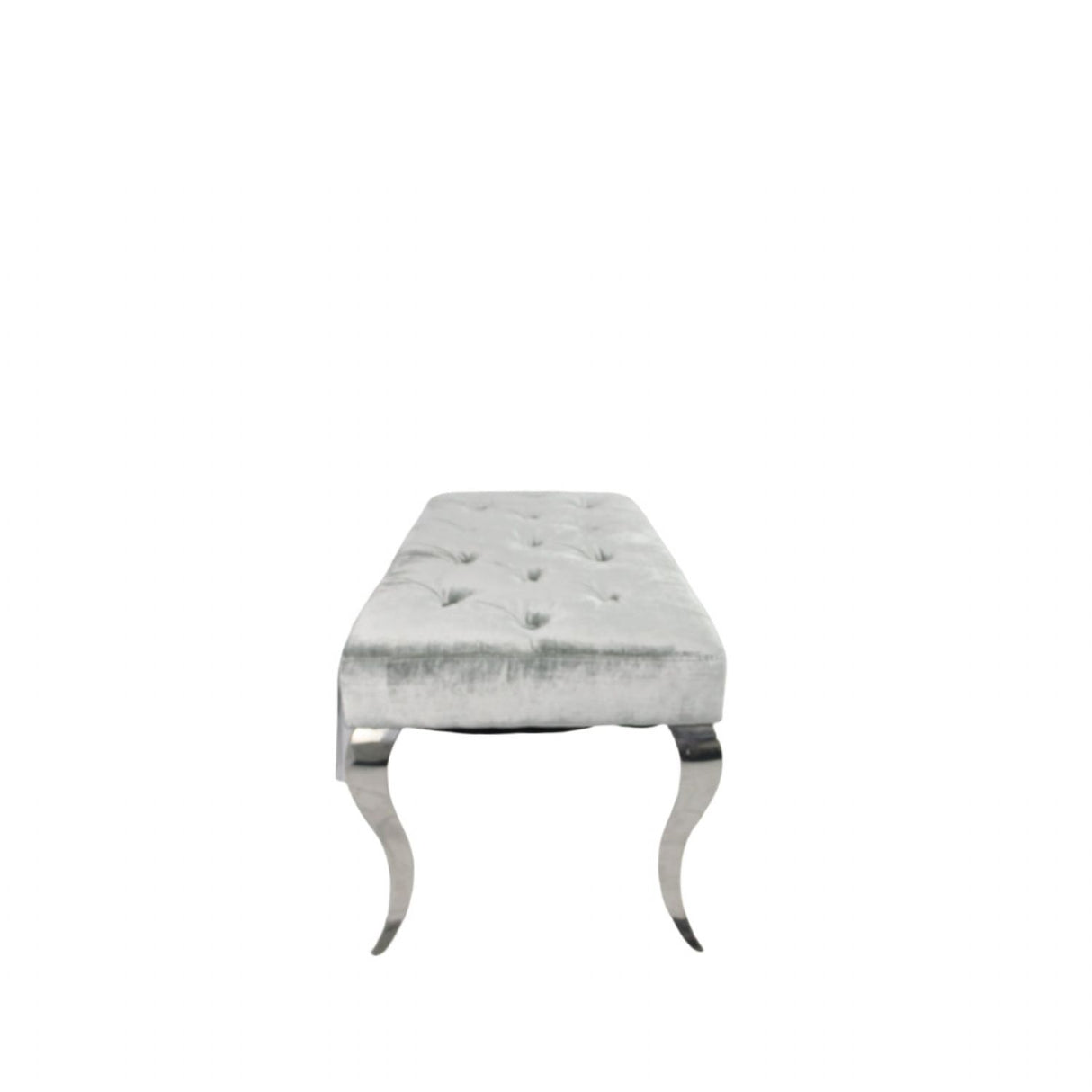 Luxury Silver Grey Shimmer Velvet Bench with Chrome Legs 160cm