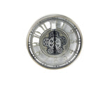 Industrial Silver Skeleton Gear Decorative Wall Clock