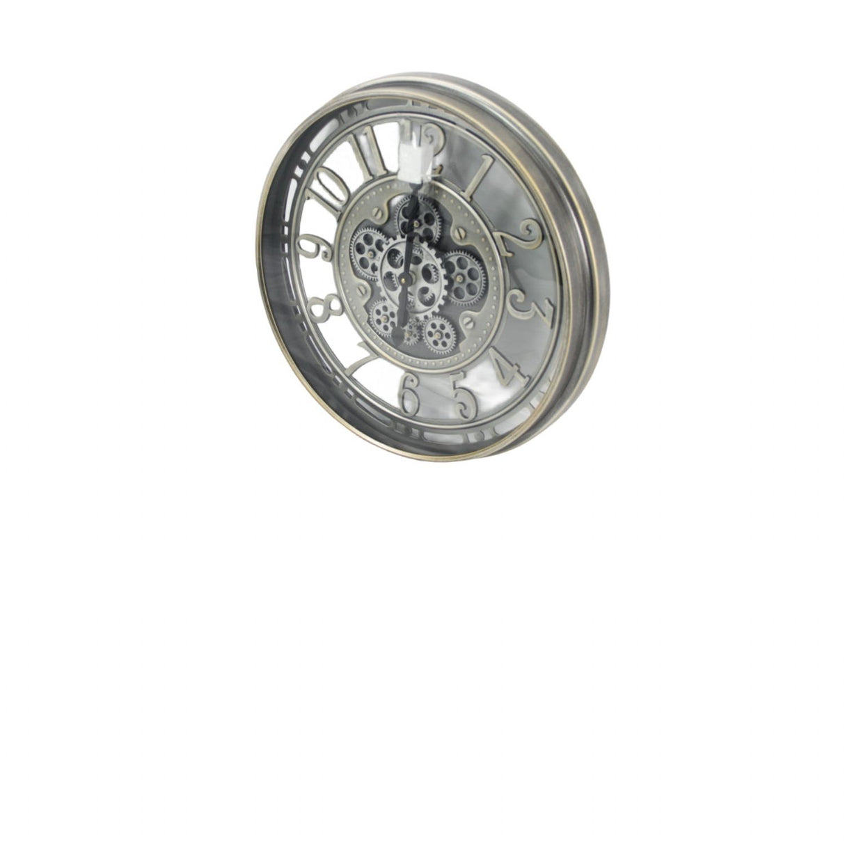 Industrial Silver Skeleton Gear Decorative Wall Clock