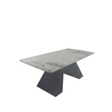 Modern White Ceramic Coffee Table with Black Architectural Legs