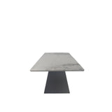 Modern White Ceramic Coffee Table with Black Architectural Legs