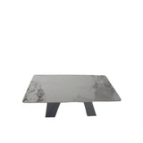 Modern White Ceramic Coffee Table with Black Architectural Legs