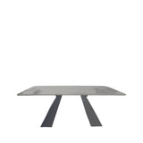 Modern White Ceramic Coffee Table with Black Architectural Legs