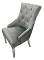 Modern Dark Grey Velvet Dining Chair with Ring Knocker and Chrome Legs