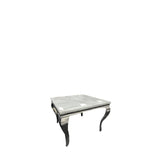 Luxury Grey Marble Top 1m Square Dining Table with Chrome Italian Style Legs