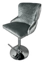Luxury Light Grey Velvet Chesterfield Bar Stool with Chrome Base and Lion Knocker