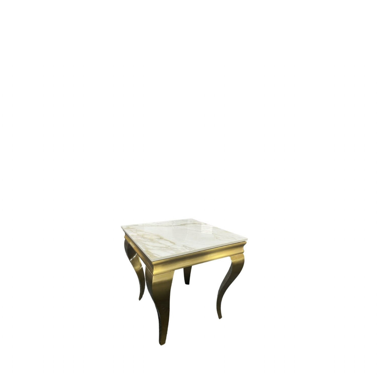 Luxury Gold Frame Lamp Table with White Marble Effect Top