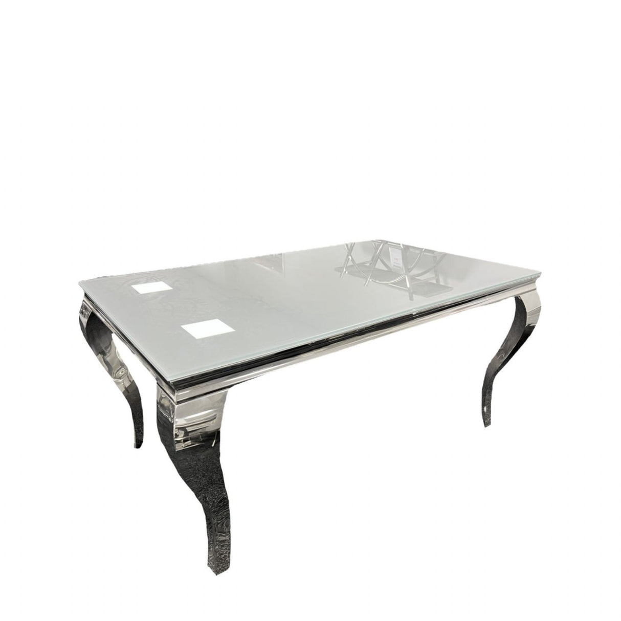 Luxury Grey Glass 1.8m Dining Table with Polished Chrome Italian Style Legs
