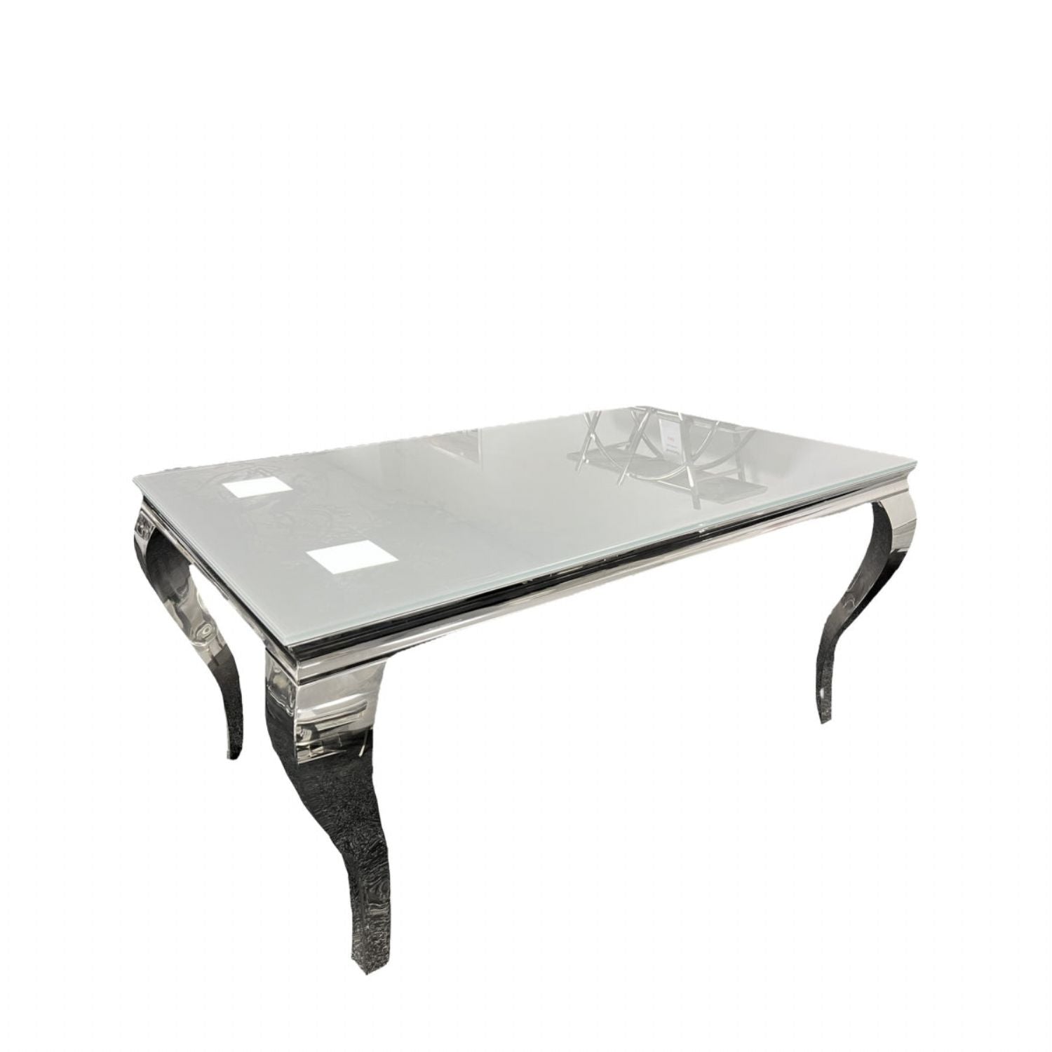 Luxury Grey Marble Effect Dining Table with Chrome Italian Style Legs