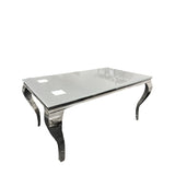 Luxury Grey Marble Effect Dining Table with Chrome Italian Style Legs