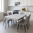 Luxury Grey Marble Effect 2m Dining Table with Chrome Italian Style Frame