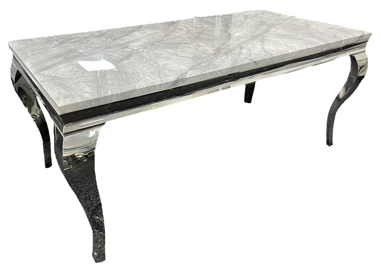 Luxury Grey Marble Effect Dining Table with Chrome Italian Style Legs