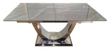 Luxury Grey Ceramic Extending Dining Table 1.6m to 2m with Chrome Pedestal Base