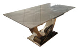 Luxury Grey Ceramic Extending Dining Table 1.6m to 2m with Chrome Pedestal Base